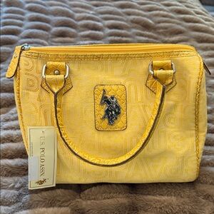 U.S. Polo Assn. Bright Yellow Embossed Logo Satchel